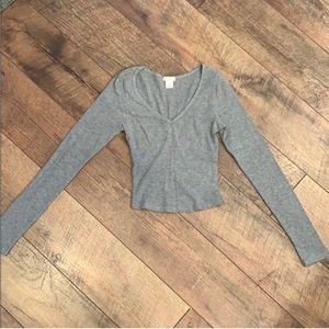 Bozzolo Grey Ribbed Crop Top
